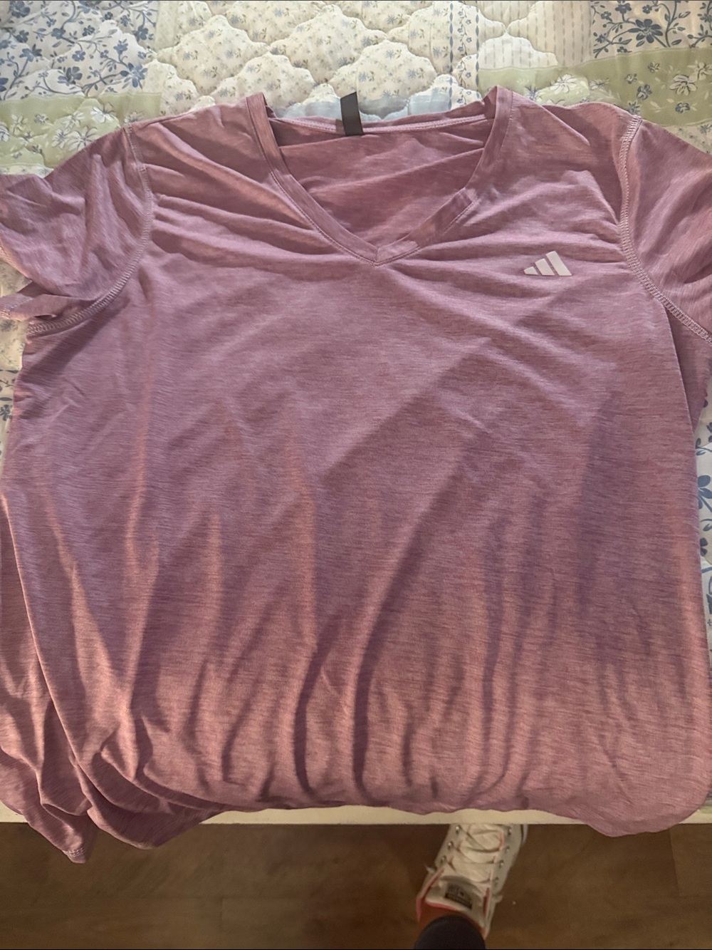 adidas Women's Heathered Mauve V-Neck Short Sleeve Tee